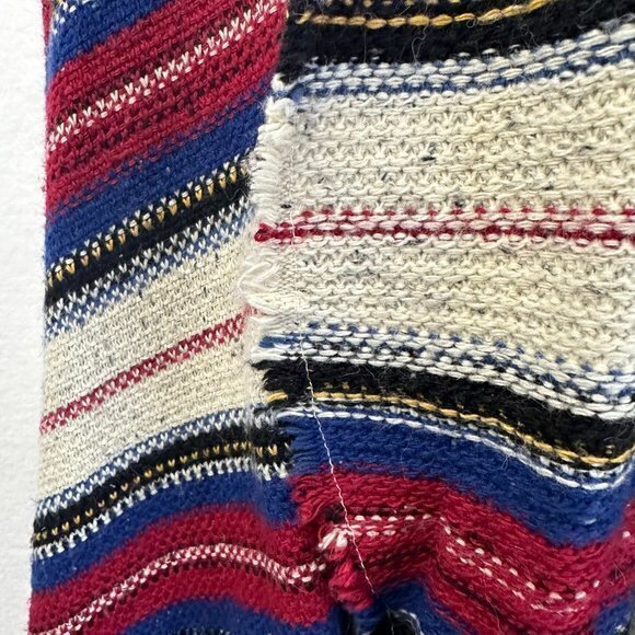 SAM EDELMAN poncho women L red blue‎ striped waterfall Shawl open front Sweater - Picture 3 of 6